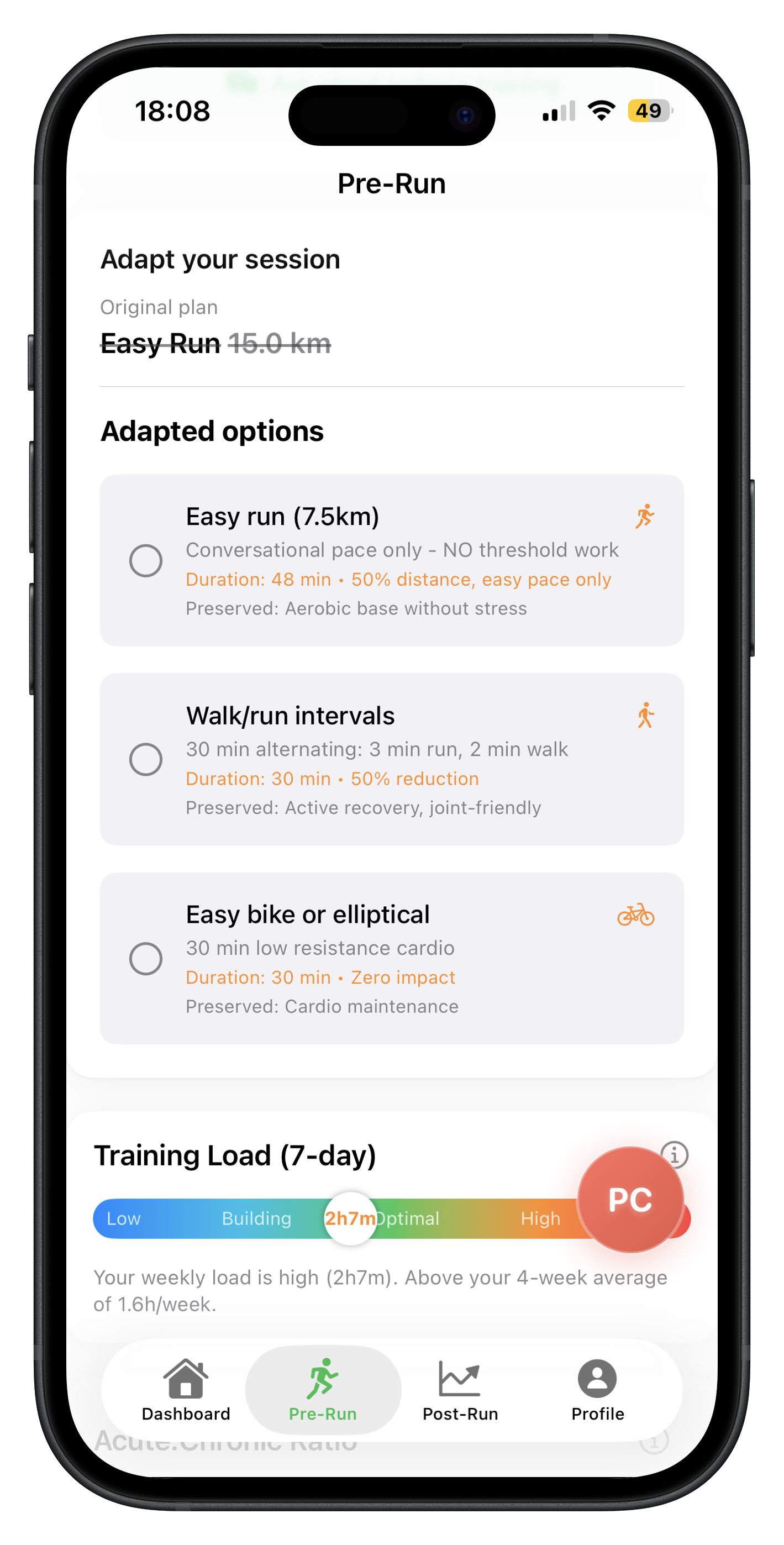 Adapt — adjust intensity