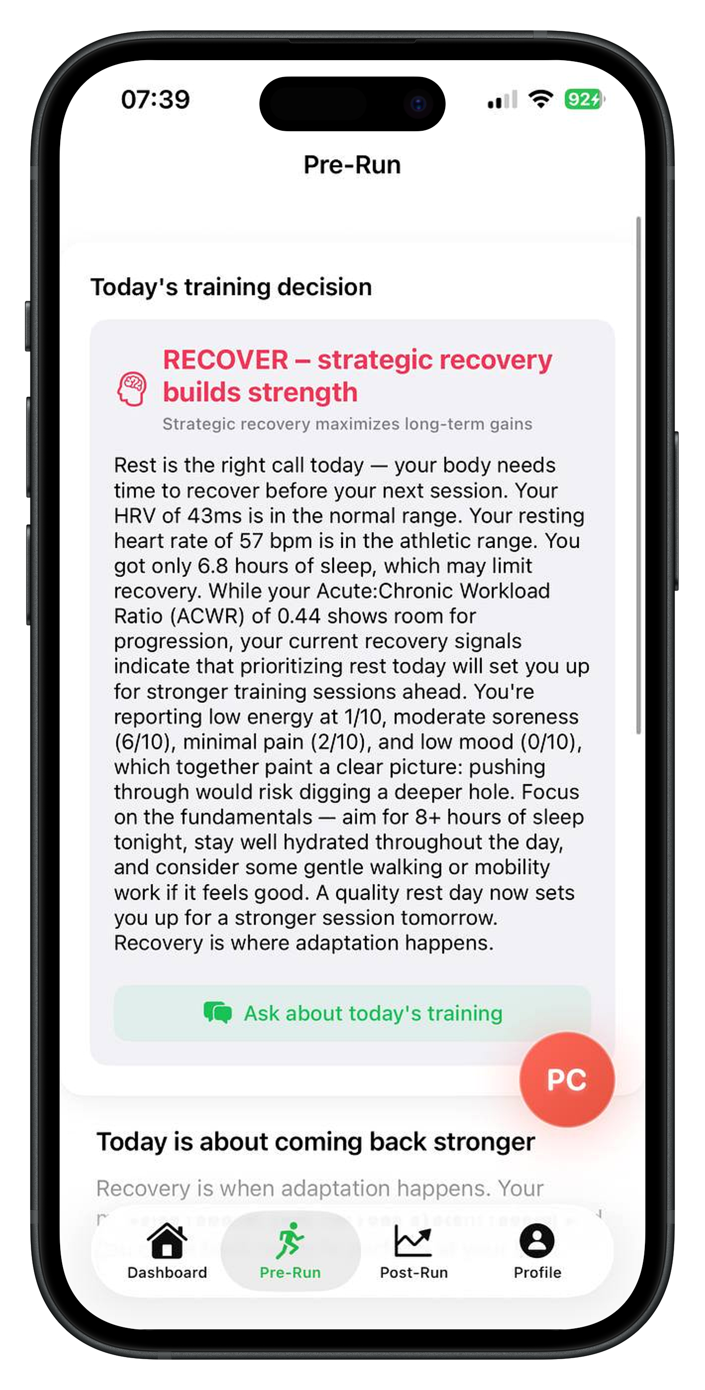 Recover — active recovery